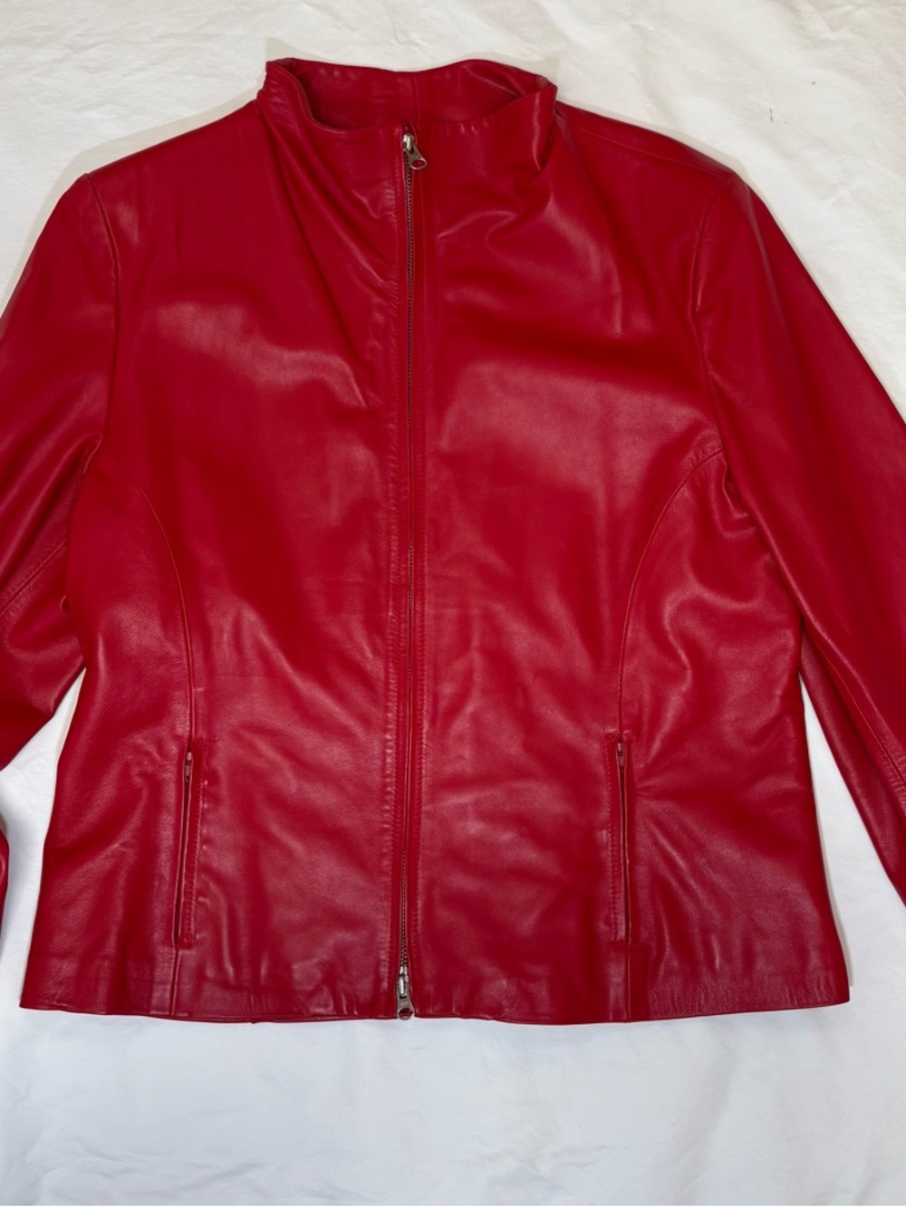 Vera Pelle Red Leather Zip Jacket